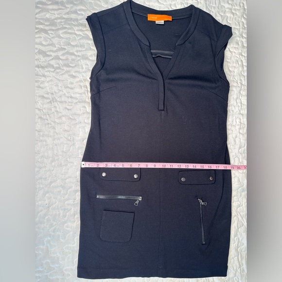 Cynthia Steffe Black Utility Mini Dress Y2K Cap Sleeve Mod Pockets Stretch 10 - Picture 10 of 13